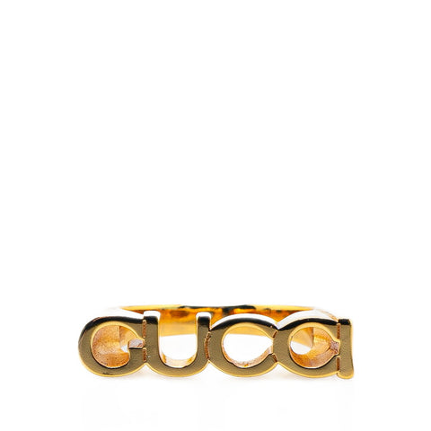 グッチ GUCCI ロゴ リング 指輪 #S ゴールド メッキ レディース GUCCI 【中古】