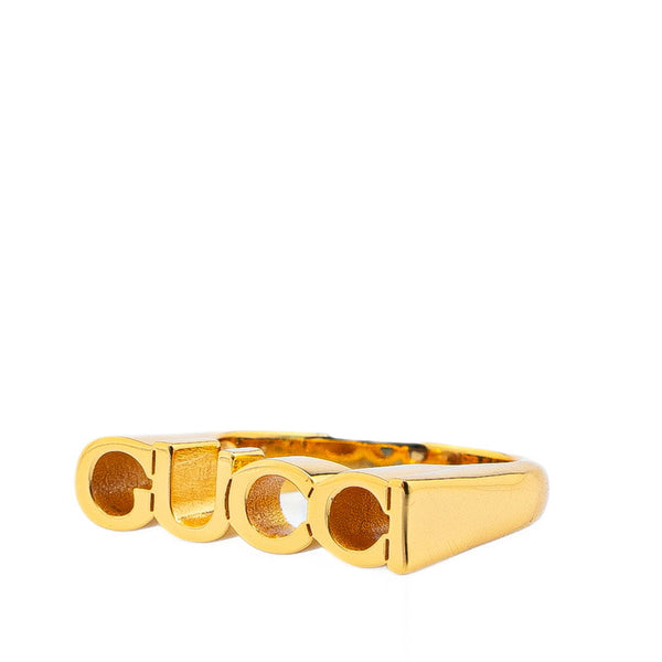 グッチ GUCCI ロゴ リング 指輪 #S ゴールド メッキ レディース GUCCI 【中古】