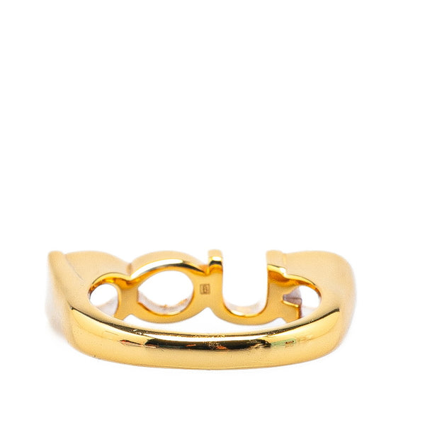 グッチ GUCCI ロゴ リング 指輪 #S ゴールド メッキ レディース GUCCI 【中古】