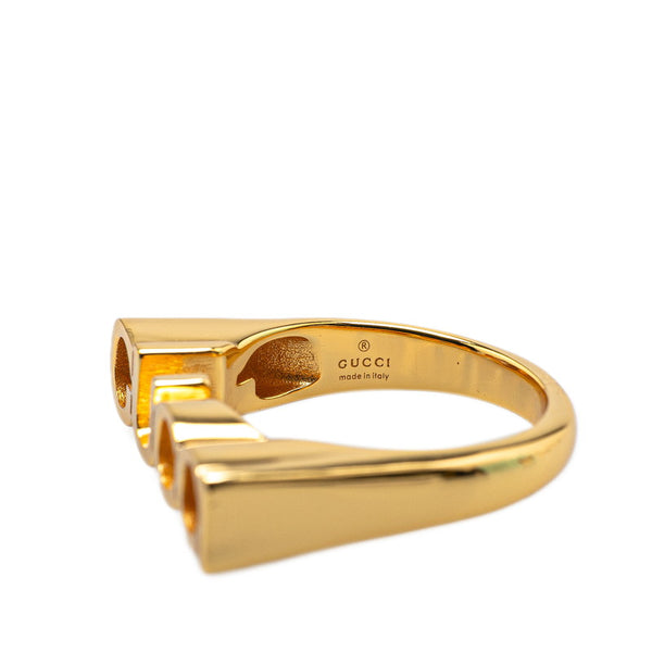 グッチ GUCCI ロゴ リング 指輪 #S ゴールド メッキ レディース GUCCI 【中古】