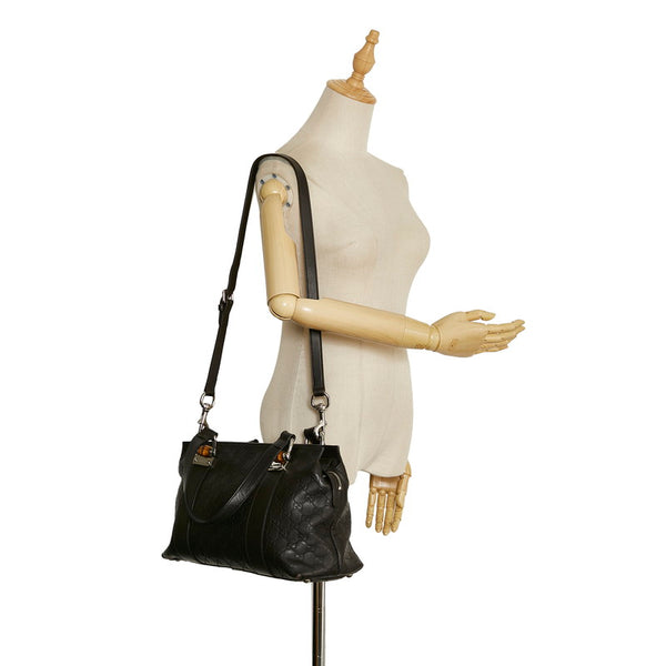 グッチ バンブー グッチシマ ハンドバッグ ショルダーバッグ 2WAY 355772 ブラウン レザー レディース GUCCI 【中古】