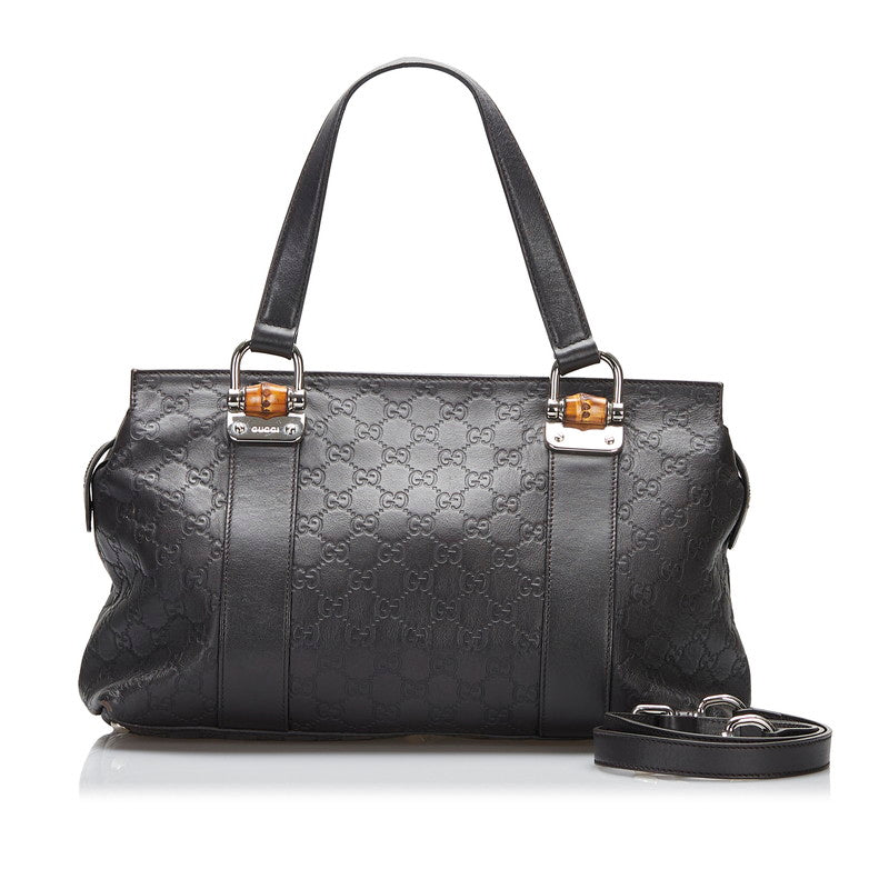 グッチ バンブー グッチシマ ハンドバッグ ショルダーバッグ 2WAY 355772 ブラウン レザー レディース GUCCI 【中古】