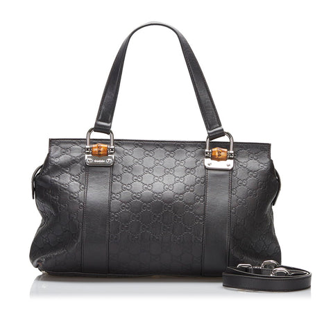 グッチ バンブー グッチシマ ハンドバッグ ショルダーバッグ 2WAY 355772 ブラウン レザー レディース GUCCI 【中古】