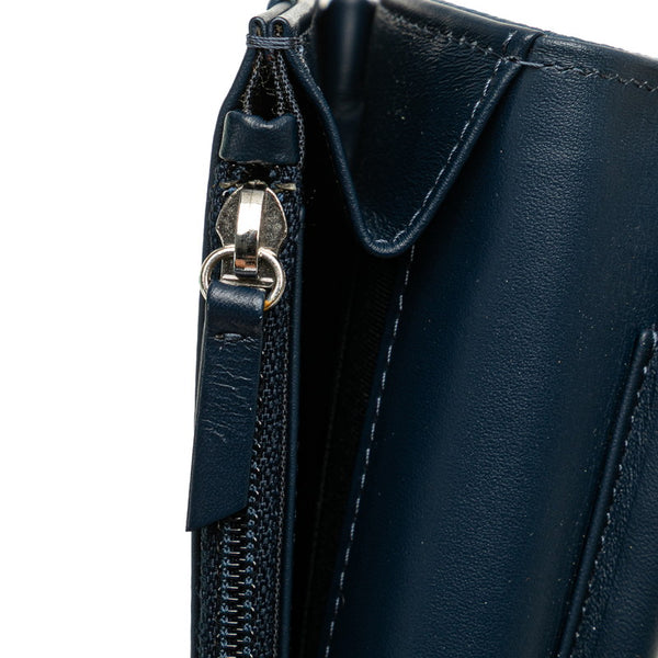 シャネル ココマーク チェーンウォレット ショルダーバッグ ブルー キャビアスキン レディース CHANEL 【中古】