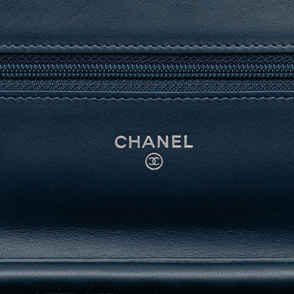 シャネル ココマーク チェーンウォレット ショルダーバッグ ブルー キャビアスキン レディース CHANEL 【中古】