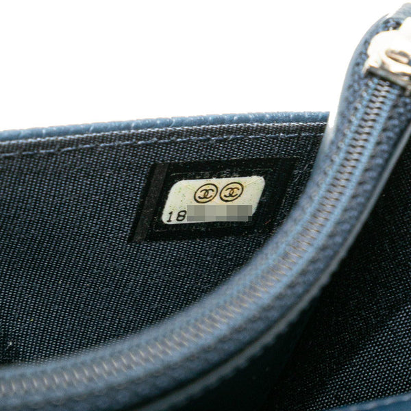 シャネル ココマーク チェーンウォレット ショルダーバッグ ブルー キャビアスキン レディース CHANEL 【中古】