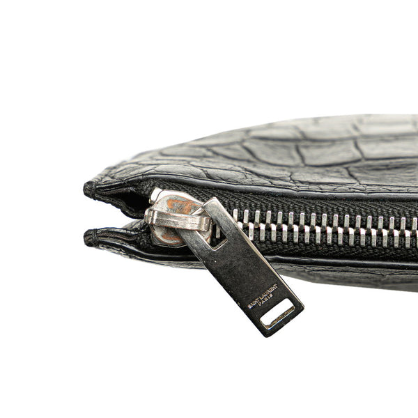 サンローラン クロコ型押し  クラッチバッグ セカンドバッグ 39729 ブラック レザー メンズ SAINT LAURENT 【中古】