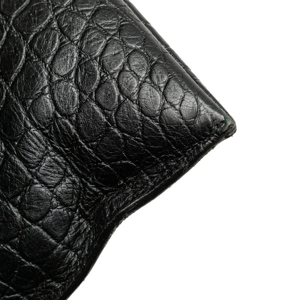 サンローラン クロコ型押し  クラッチバッグ セカンドバッグ 39729 ブラック レザー メンズ SAINT LAURENT 【中古】