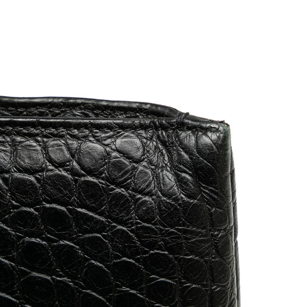 サンローラン クロコ型押し  クラッチバッグ セカンドバッグ 39729 ブラック レザー メンズ SAINT LAURENT 【中古】