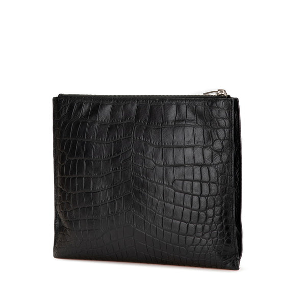 サンローラン クロコ型押し  クラッチバッグ セカンドバッグ 39729 ブラック レザー メンズ SAINT LAURENT 【中古】