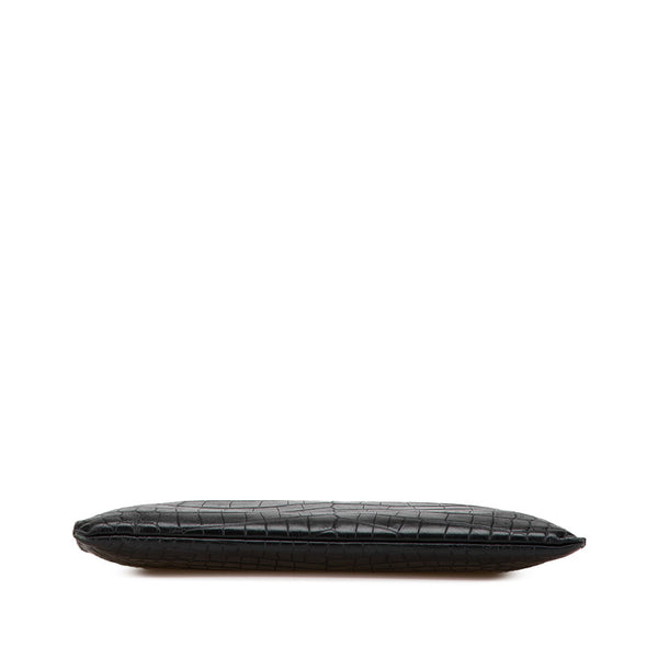 サンローラン クロコ型押し  クラッチバッグ セカンドバッグ 39729 ブラック レザー メンズ SAINT LAURENT 【中古】