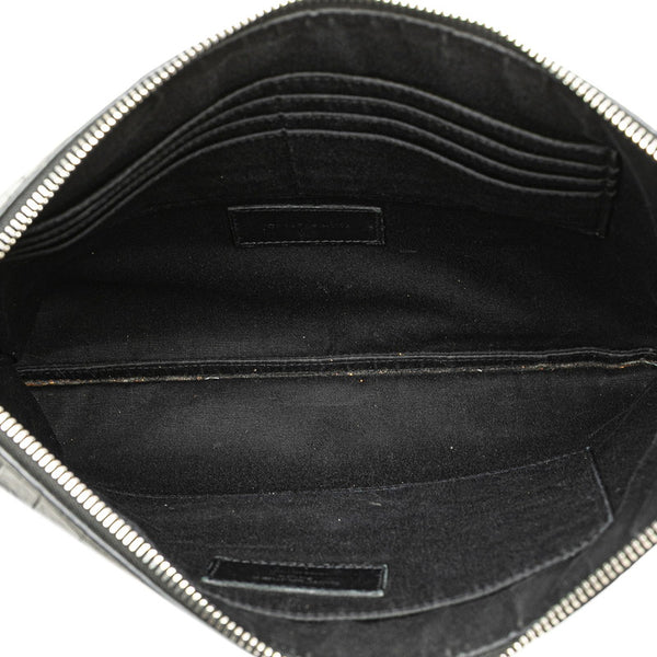 サンローラン クロコ型押し  クラッチバッグ セカンドバッグ 39729 ブラック レザー メンズ SAINT LAURENT 【中古】