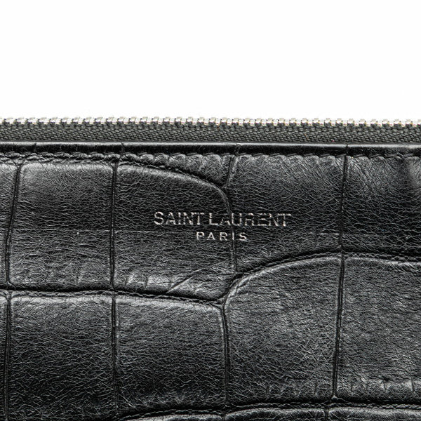 サンローラン クロコ型押し  クラッチバッグ セカンドバッグ 39729 ブラック レザー メンズ SAINT LAURENT 【中古】