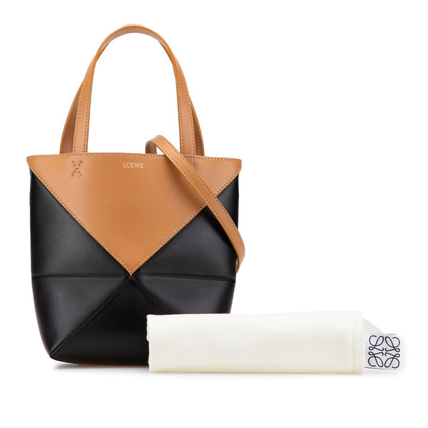 ロエベ パズルフォルドトート ミニ ハンドバッグ ショルダーバッグ 2WAY ブラック ブラウン レザー レディース LOEWE 【中古】