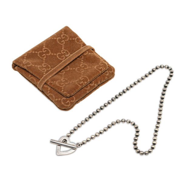 グッチ ハート モチーフ ボールチェーン ネックレス SV925 シルバー レディース GUCCI 【中古】