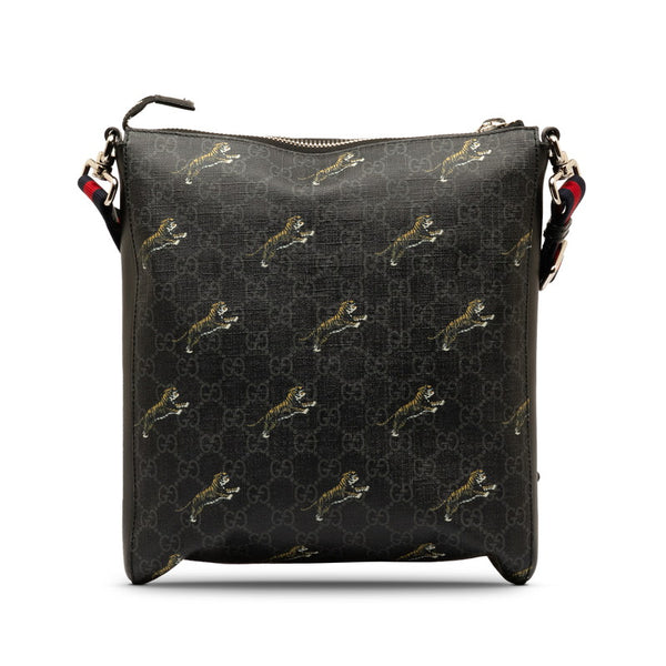 グッチ GGスプリーム タイガー 斜め掛け ショルダーバッグ 523599 ブラック PVC レザー レディース GUCCI 【中古】