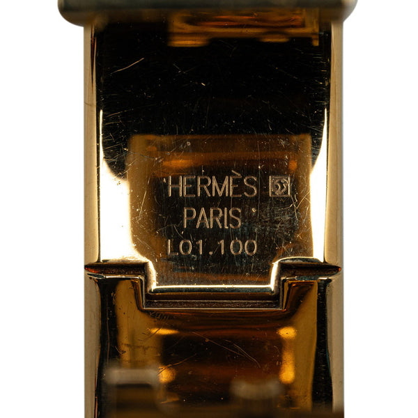 エルメス ロケ バングルウォッチ 腕時計 L01.201 クオーツ ゴールド文字盤 メッキ リザード レディース HERMES 【中古】