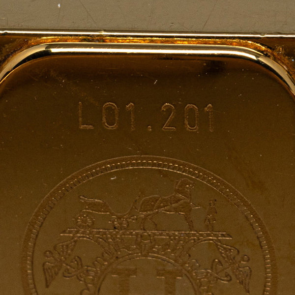 エルメス ロケ バングルウォッチ 腕時計 L01.201 クオーツ ゴールド文字盤 メッキ リザード レディース HERMES 【中古】