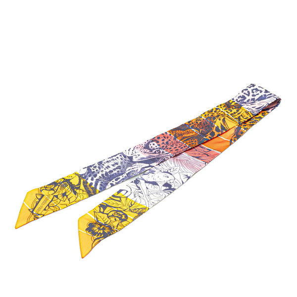 エルメス ツイリー JUNGLE LOVE ジャングルラブ スカーフ オレンジ マルチカラー シルク レディース HERMES 【中古】