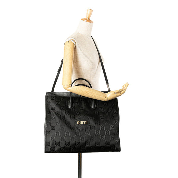 グッチ GGナイロン オフザグリッド トートバッグ ショルダーバッグ 2WAY 630353 ブラック ナイロン レザー レディース GUCCI 【中古】