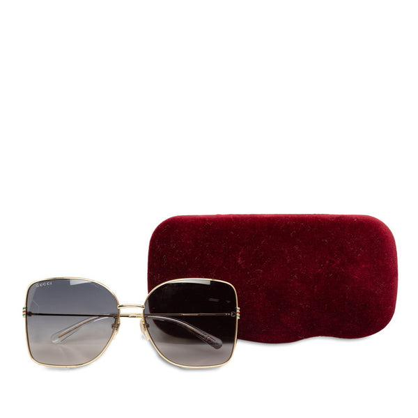 グッチ スクエア サングラス GG1282SA ブラック ゴールド プラスチック レディース GUCCI 【中古】