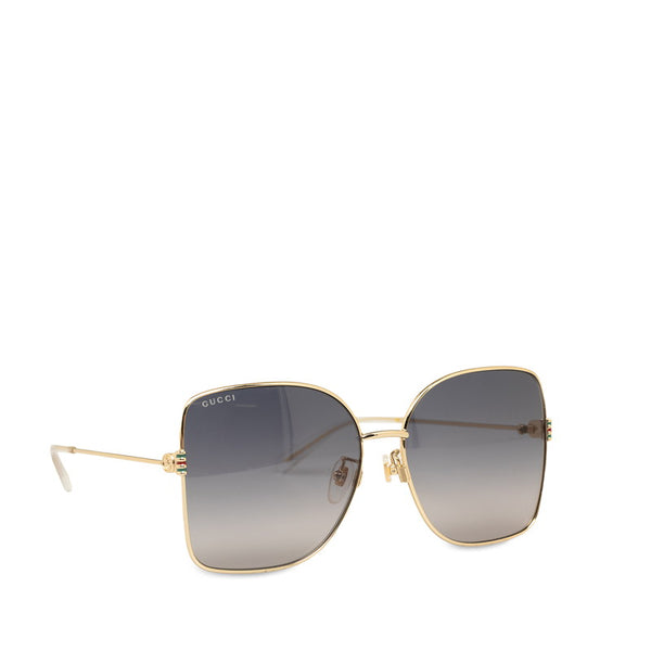 グッチ スクエア サングラス GG1282SA ブラック ゴールド プラスチック レディース GUCCI 【中古】