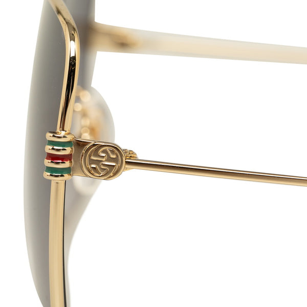 グッチ スクエア サングラス GG1282SA ブラック ゴールド プラスチック レディース GUCCI 【中古】