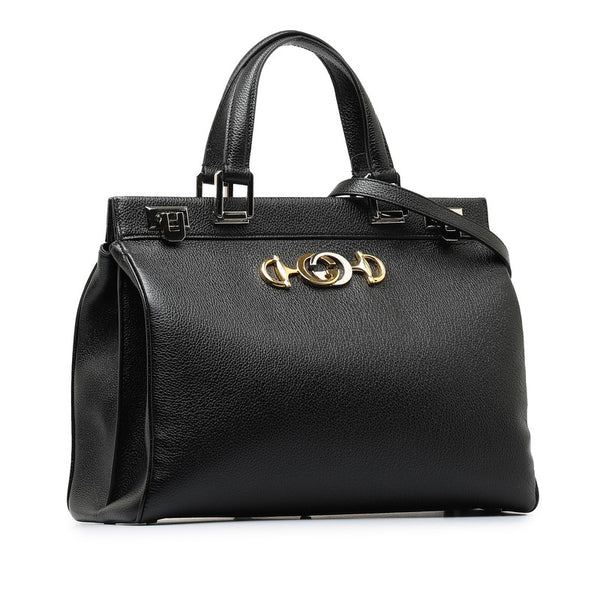 グッチ ズゥミ ミディアム GGロゴ ハンドバッグ ショルダーバッグ 2WAY 564714 ブラック レザー レディース GUCCI 【中古】