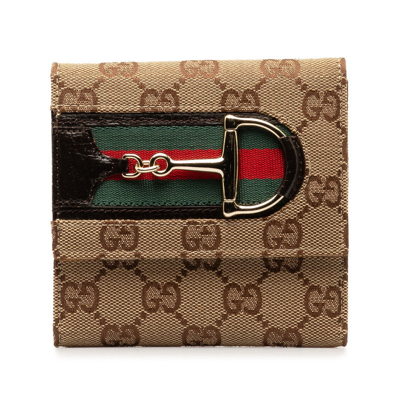 グッチ GGキャンバス ホースビット 長財布 138034 ブラウン マルチカラー キャンバス レザー レディース GUCCI 【中古】