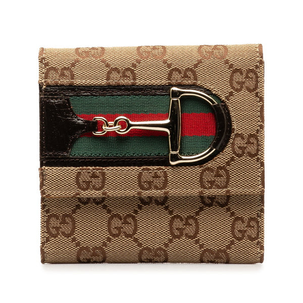 グッチ GGキャンバス ホースビット 長財布 138034 ブラウン マルチカラー キャンバス レザー レディース GUCCI 【中古】