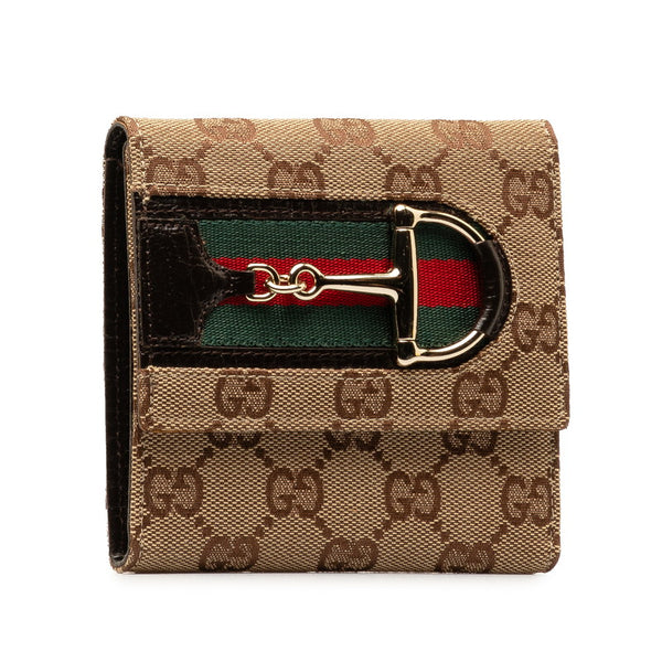 グッチ GGキャンバス ホースビット 長財布 138034 ブラウン マルチカラー キャンバス レザー レディース GUCCI 【中古】