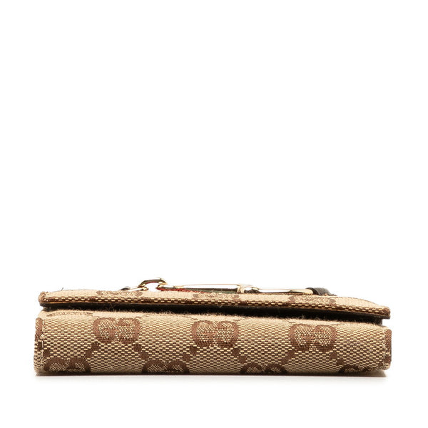 グッチ GGキャンバス ホースビット 長財布 138034 ブラウン マルチカラー キャンバス レザー レディース GUCCI 【中古】