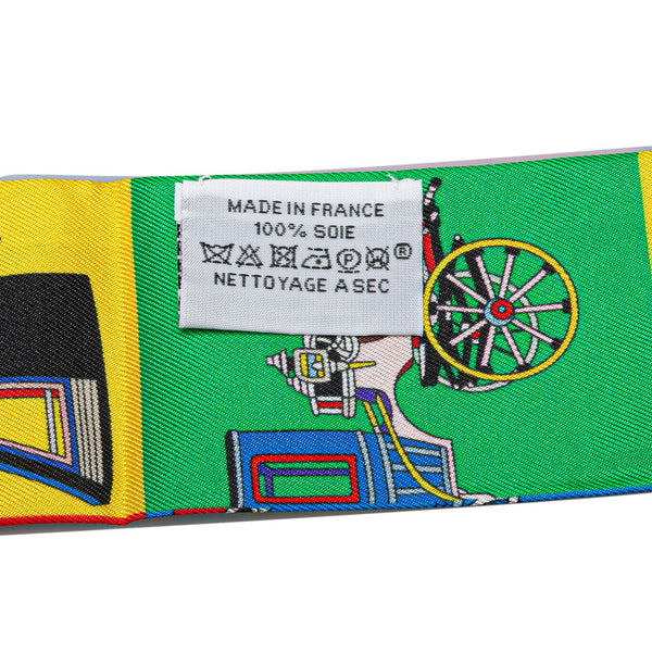 エルメス ツイリー 馬車 スカーフ レッド ブルー マルチカラー シルク レディース HERMES 【中古】