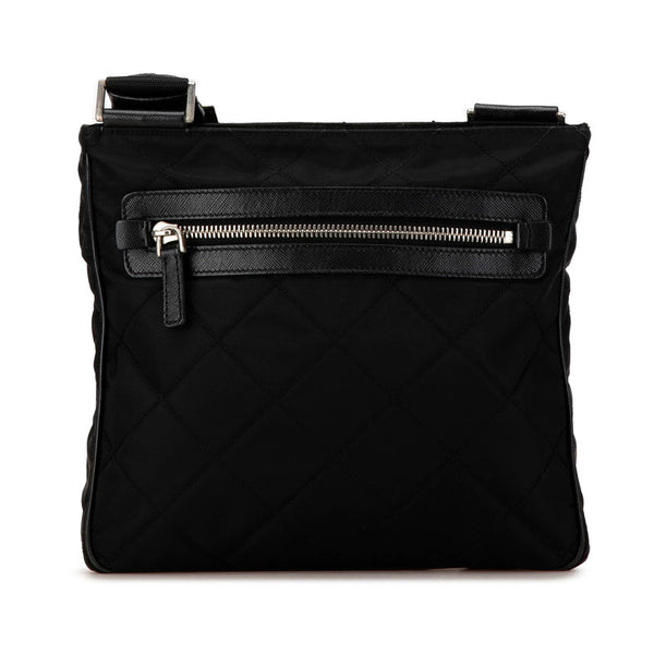 プラダ キルティング 三角ロゴプレート 斜め掛け ショルダーバッグ BT0424 ブラック ナイロン レディース PRADA 【中古】
