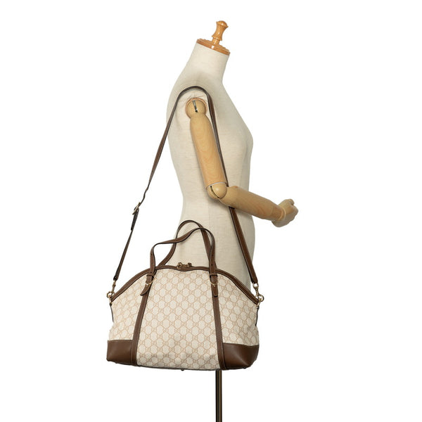 グッチ GGプラス ハンドバッグ ショルダーバッグ 2WAY 309614 アイボリー ブラウン PVC レザー レディース GUCCI 【中古】