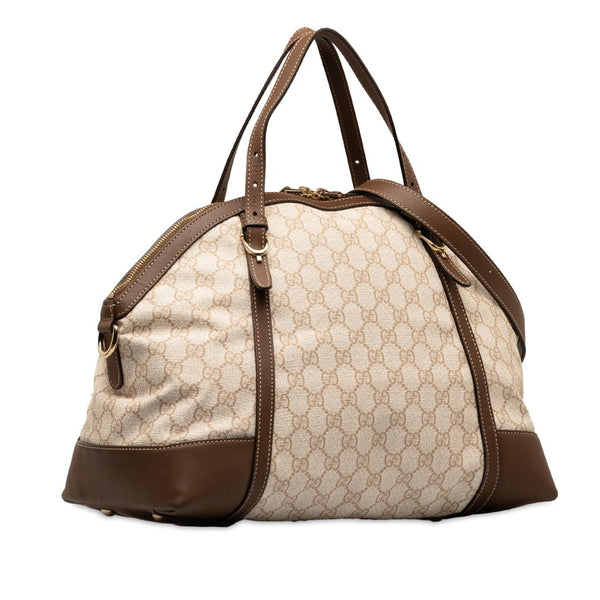 グッチ GGプラス ハンドバッグ ショルダーバッグ 2WAY 309614 アイボリー ブラウン PVC レザー レディース GUCCI 【中古】