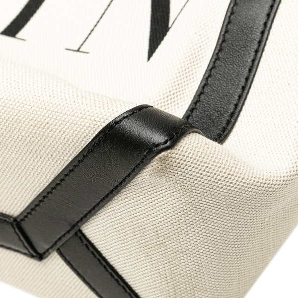 ヴァレンティノ VLTN ロックスタッズ ハンドバッグ トートバッグ ホワイト ブラック キャンバス レディース VALENTINO 【中古】