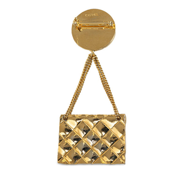 シャネル ヴィンテージ マトラッセ ココマーク ココスイング ブローチ ゴールド メッキ レディース CHANEL 【中古】