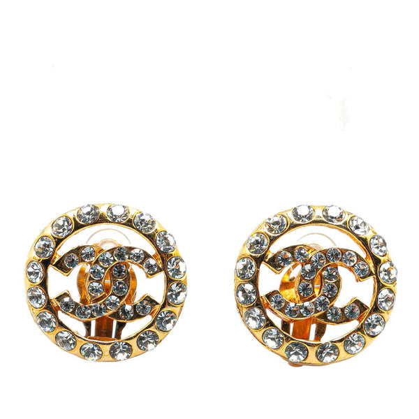 シャネル ココマーク ビジュー ラウンド イヤリング ゴールド メッキ レディース CHANEL 【中古】