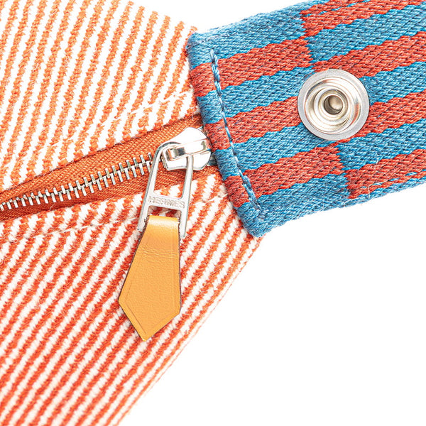 エルメス ブリッドアブラックGM ハンドバッグ オレンジ ブルー キャンバス レディース HERMES 【中古】