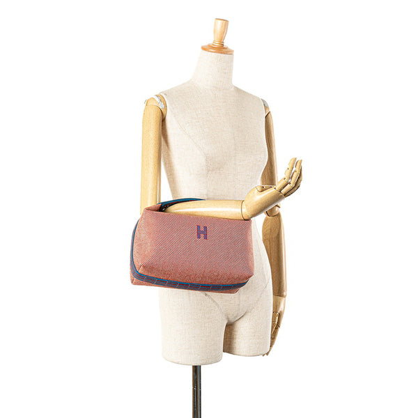 エルメス ブリッドアブラックGM ハンドバッグ オレンジ ブルー キャンバス レディース HERMES 【中古】