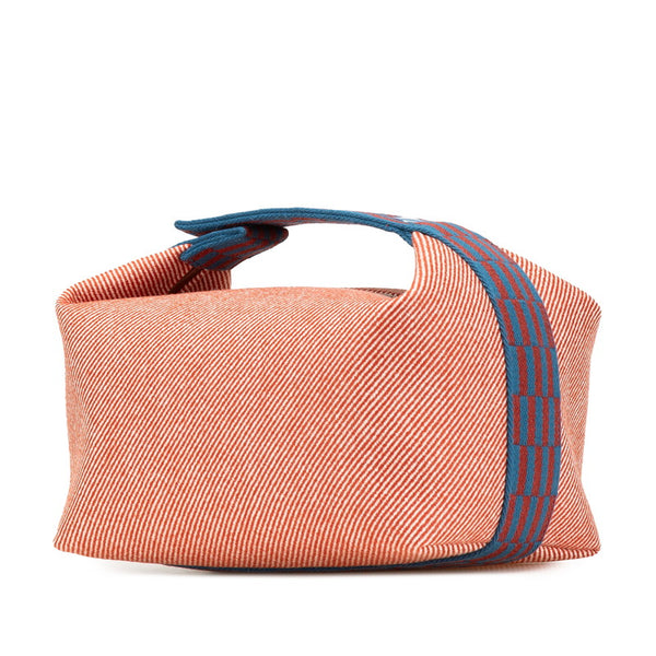 エルメス ブリッドアブラックGM ハンドバッグ オレンジ ブルー キャンバス レディース HERMES 【中古】