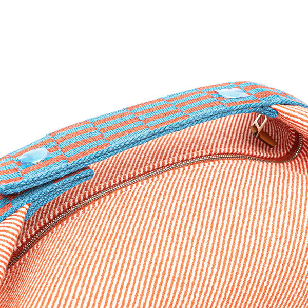 エルメス ブリッドアブラックGM ハンドバッグ オレンジ ブルー キャンバス レディース HERMES 【中古】