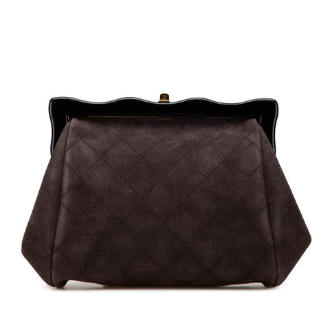 シャネル キルティング ココマーク がま口 クラッチバッグ ブラウン ブラック スウェード レディース CHANEL 【中古】