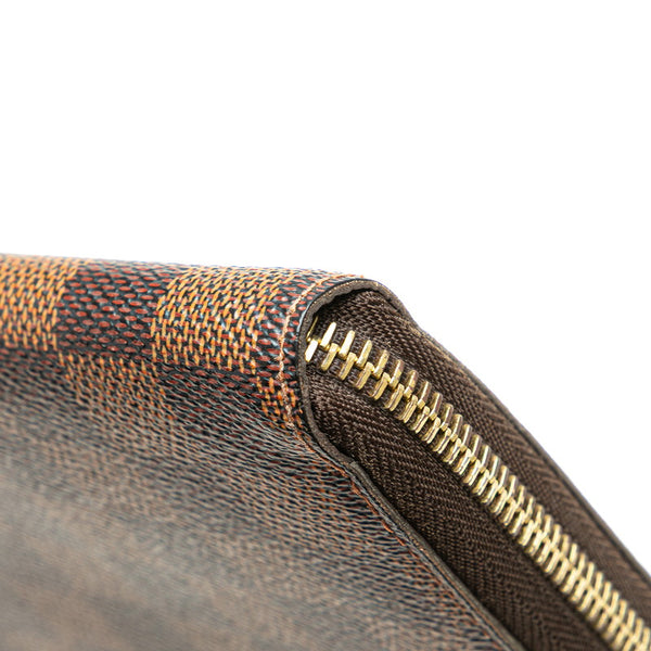 ルイ ヴィトン ダミエ ジッピー ウォレット ラウンドファスナー 長財布 N60015 ブラウン PVC レザー レディース LOUIS VUITTON 【中古】