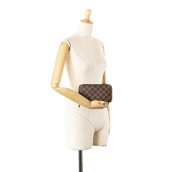 ルイ ヴィトン ダミエ ジッピー ウォレット ラウンドファスナー 長財布 N60015 ブラウン PVC レザー レディース LOUIS VUITTON 【中古】
