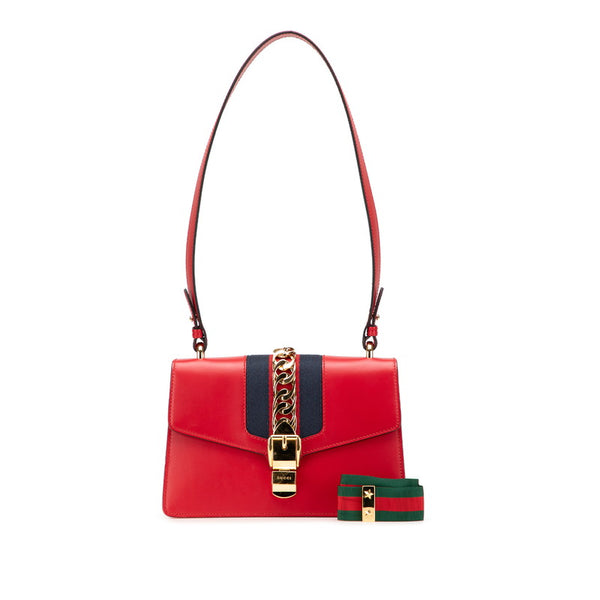 グッチ シルヴィ ワンショルダーバッグ 421882 レッド レザー レディース GUCCI 【中古】