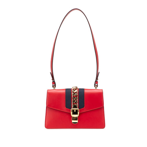 グッチ シルヴィ ワンショルダーバッグ 421882 レッド レザー レディース GUCCI 【中古】