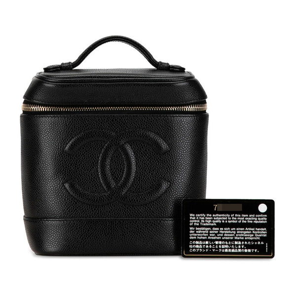 シャネル ココマーク ハンドバッグ バニティバッグ ブラック キャビアスキン レディース CHANEL 【中古】