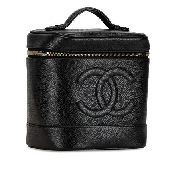 シャネル ココマーク ハンドバッグ バニティバッグ ブラック キャビアスキン レディース CHANEL 【中古】